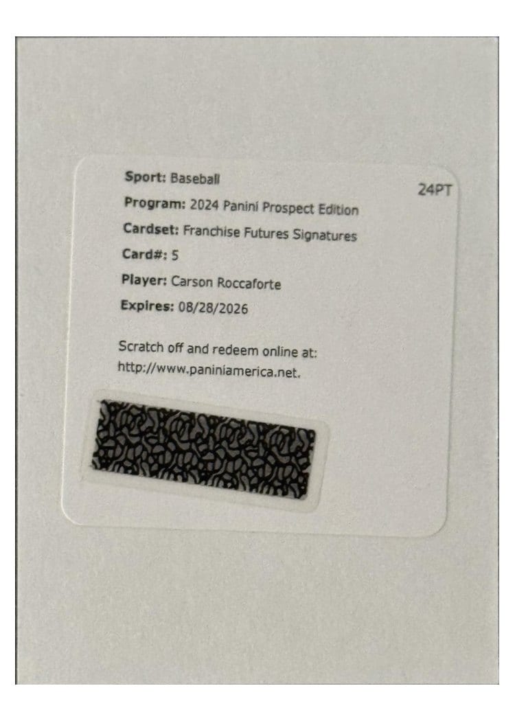 2024 Panini Prospect Edition Franchise Futures Signatures Carson Roccaforte #5 card