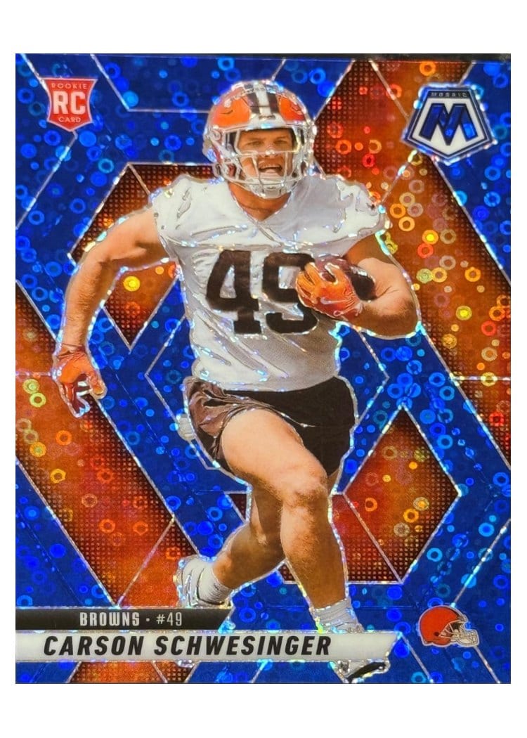 2025 Panini Mosaic Base Set Carson Schwesinger No Huddle Blue #371 card