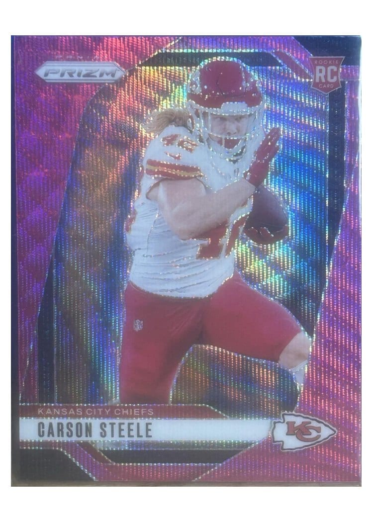 2024 Panini Prizm Base Set Carson Steele Pink Wave #377 card