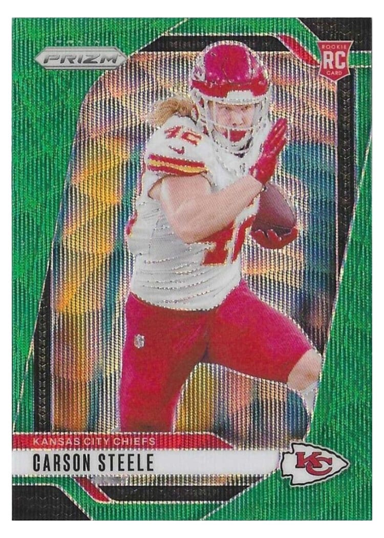 2024 Panini Prizm Base Set Carson Steele Green Wave #377 card