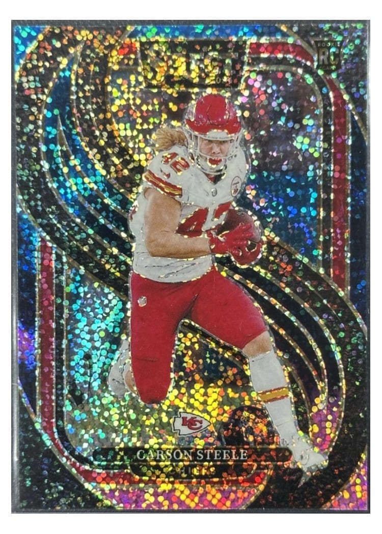 2024 Panini Select Base Set Carson Steele Cosmic Prizm #142 card
