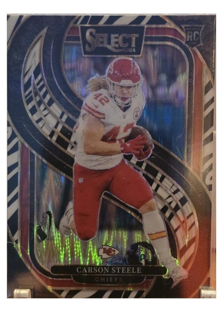 2024 Panini Select Base Set Carson Steele Zebra Prizm #142 card