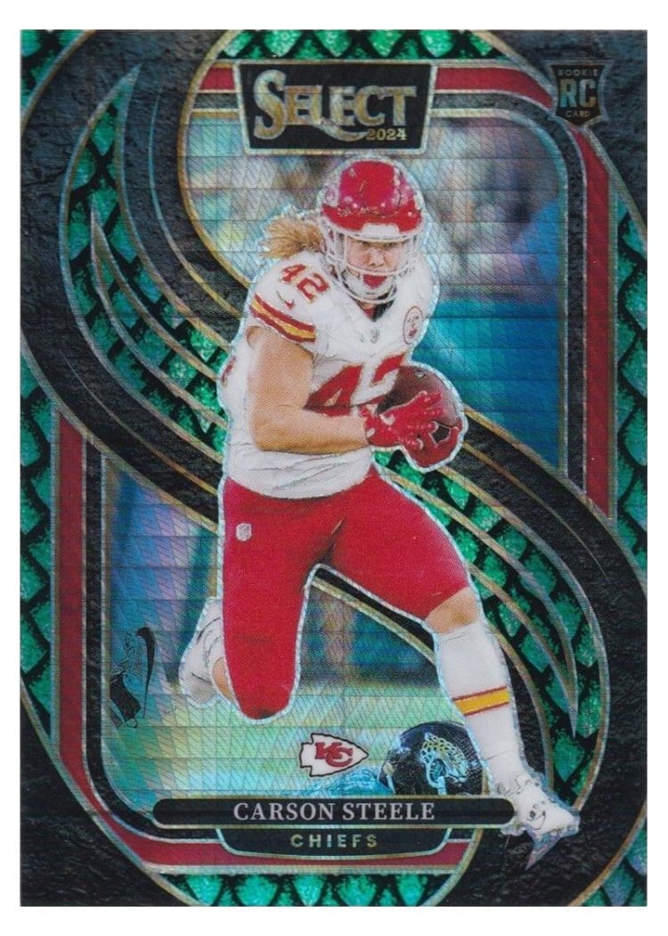 2024 Panini Select Base Set Carson Steele Dragon Scale Prizm #142 card