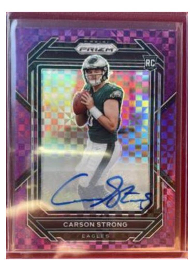 2022 Panini Prizm Base Set Carson Strong Autograph Purple Power #307 card