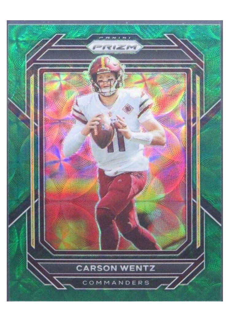 2022 Panini Prizm Base Set Carson Wentz Green Scope #292 card