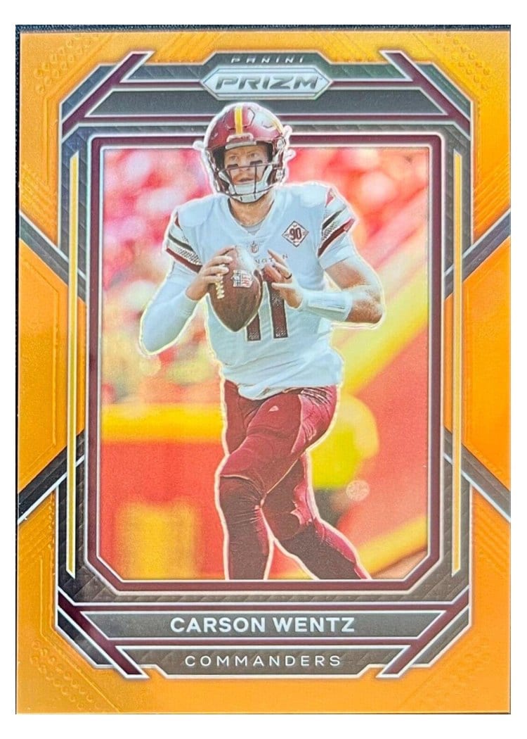 2022 Panini Prizm Base Set Carson Wentz Orange #292 card
