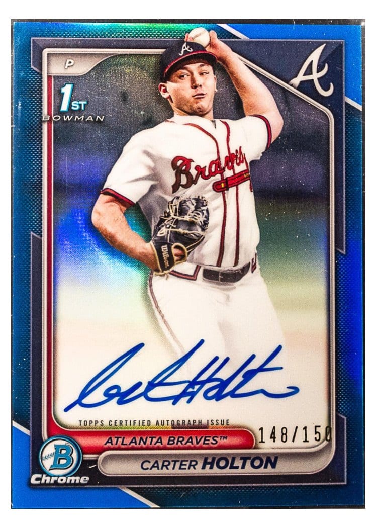 2024 Bowman Draft Chrome Prospect Autographs Carter Holton Blue Refractor #CPA-CH card