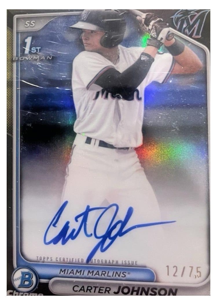 2024 Bowman Draft Chrome Prospect Autographs Carter Johnson #CPA-CJ card