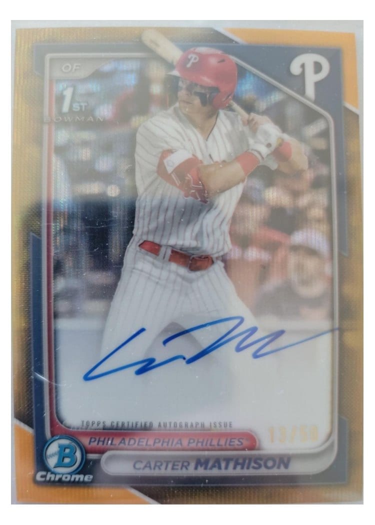 2024 Bowman Draft Chrome Prospect Autographs Carter Mathison #CPA-CMA card