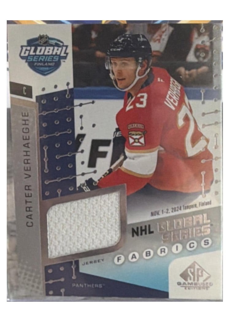 2025-26 SP Game Used 2024 Global Series Stars vs. Panthers Fabrics Carter Verhaeghe #GSF2-12 card