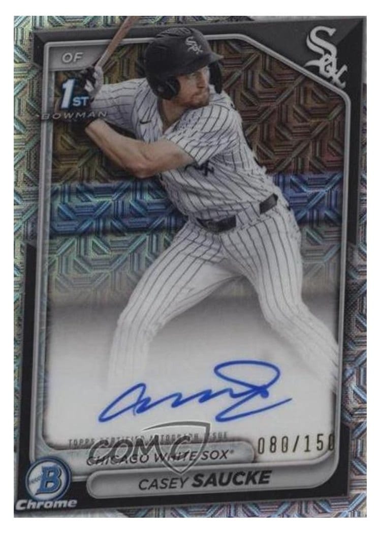 2024 Bowman Draft Chrome Prospect Autographs Casey Saucke HTA Choice Refractor #CPA-CSA