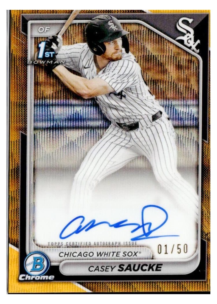 2024 Bowman Draft Chrome Prospect Autographs Casey Saucke #CPA-CSA card
