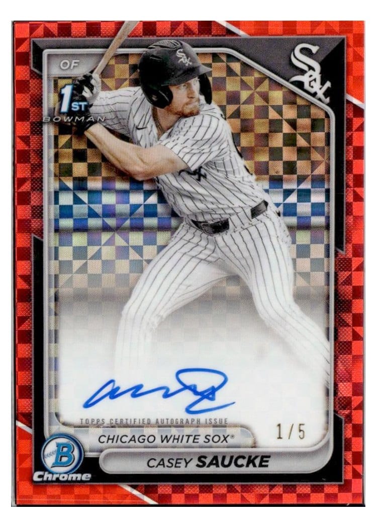 2024 Bowman Draft Chrome Prospect Autographs Casey Saucke #CPA-CSA card