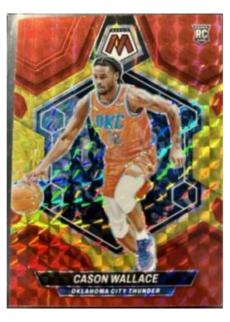 2023-24 Panini Mosaic Base Set Cason Wallace Red Yellow Fusion Choice #218 card