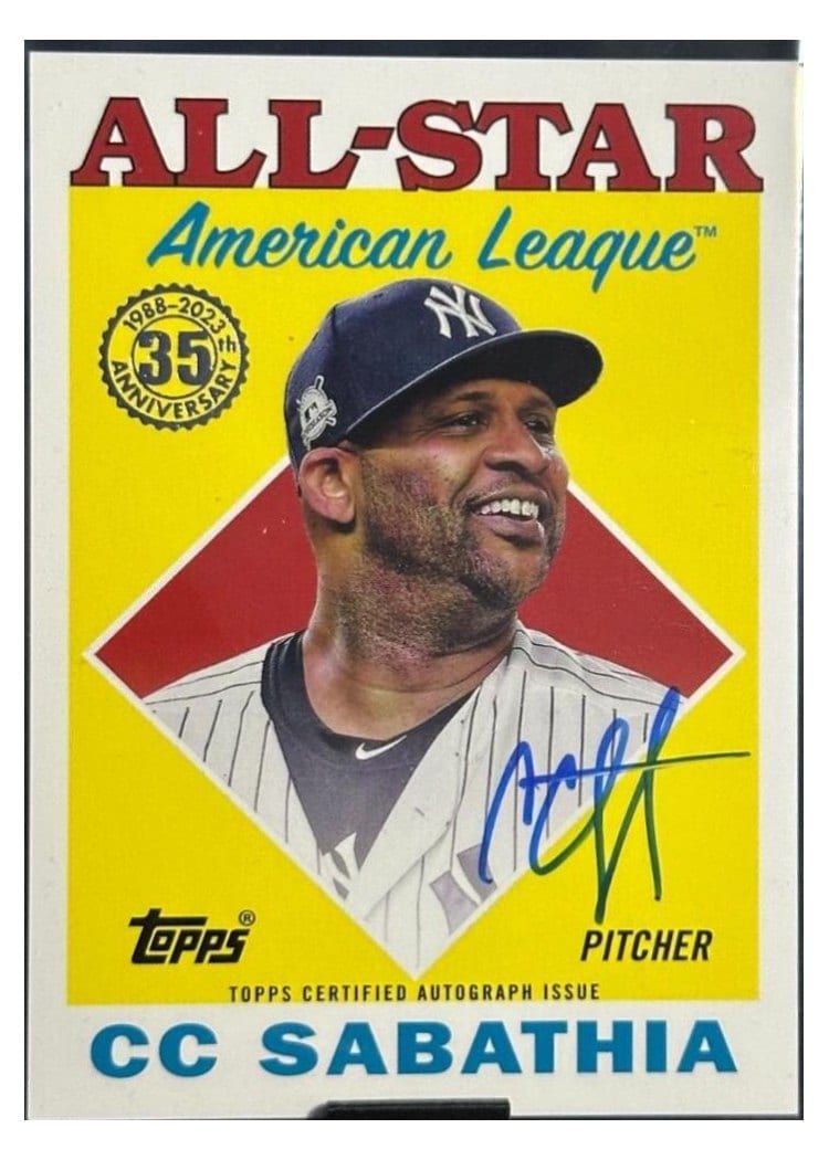 2023 Topps Update 1988 Topps Baseball All-Stars Autographs CC Sabathia #88ASA-CS card