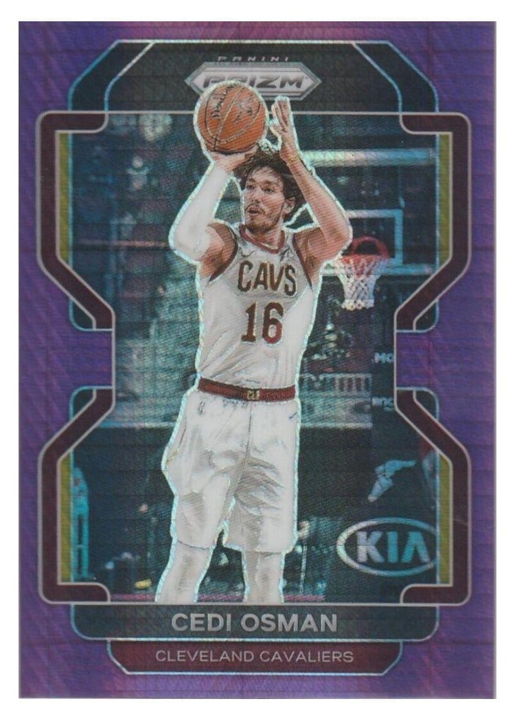 2021-22 Panini Prizm Base Set Cedi Osman Purple Hyper Prizm #60 card