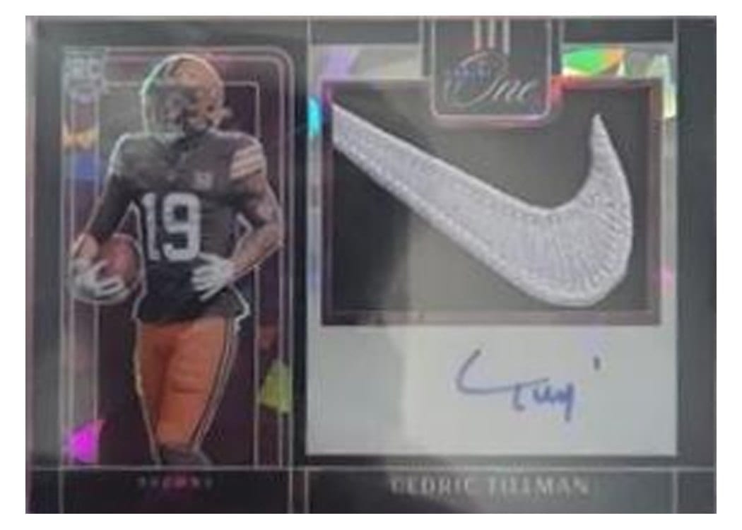 2023 Panini One Precision Rookie Patch Autographs Cedric Tillman #318 card