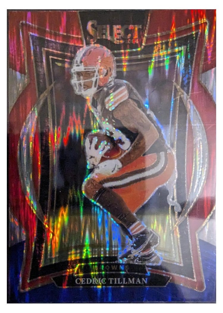 2024 Panini Select Base Set Cedric Tillman Red Blue Prizm Shock #17 card