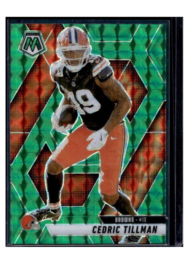 2025 Panini Mosaic Base Set Cedric Tillman Green Sparkle #197 card