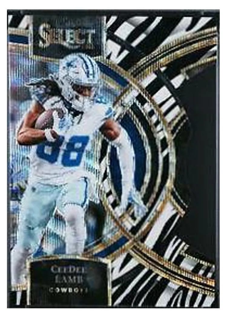 2023 Panini Select Base Set CeeDee Lamb Zebra Prizm Die-Cut #177 card