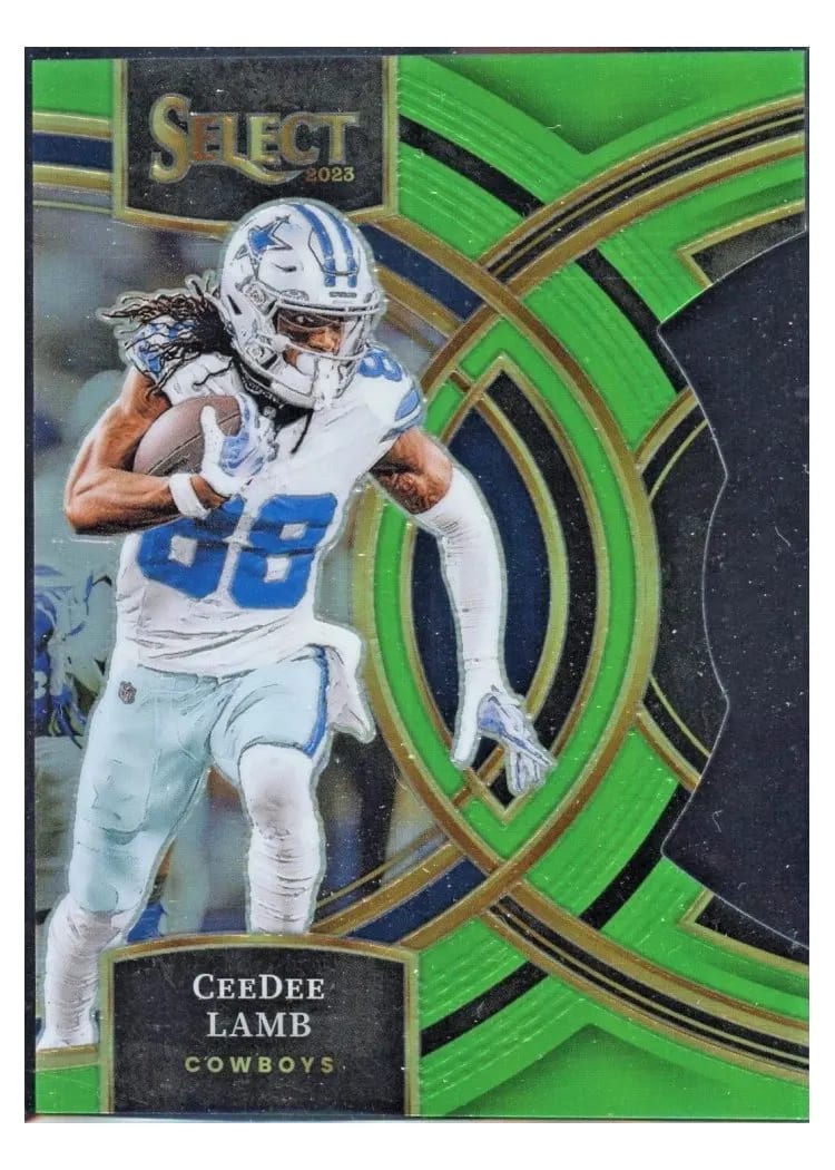 2023 Panini Select Base Set CeeDee Lamb Neon Green Prizm Die-Cut #177 card
