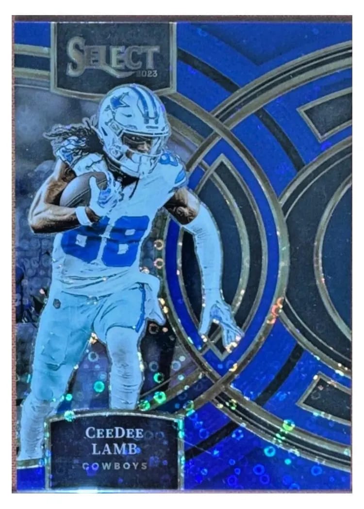 2023 Panini Select Base Set CeeDee Lamb Disco Blue Prizm #177 card