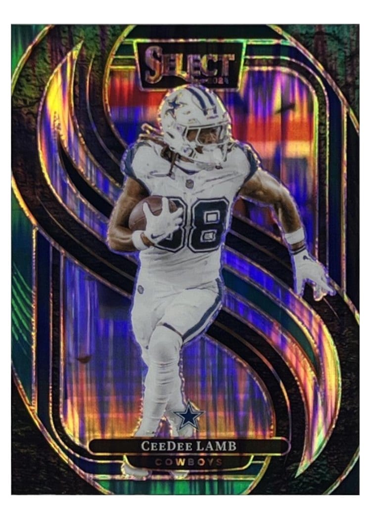 2024 Panini Select Base Set CeeDee Lamb Black Green Prizm Shock #135 card