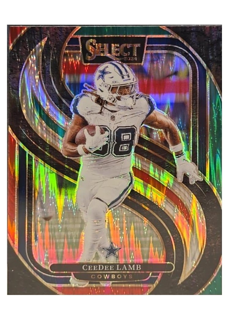2024 Panini Select Base Set CeeDee Lamb Green Red Prizm Shock #135 card
