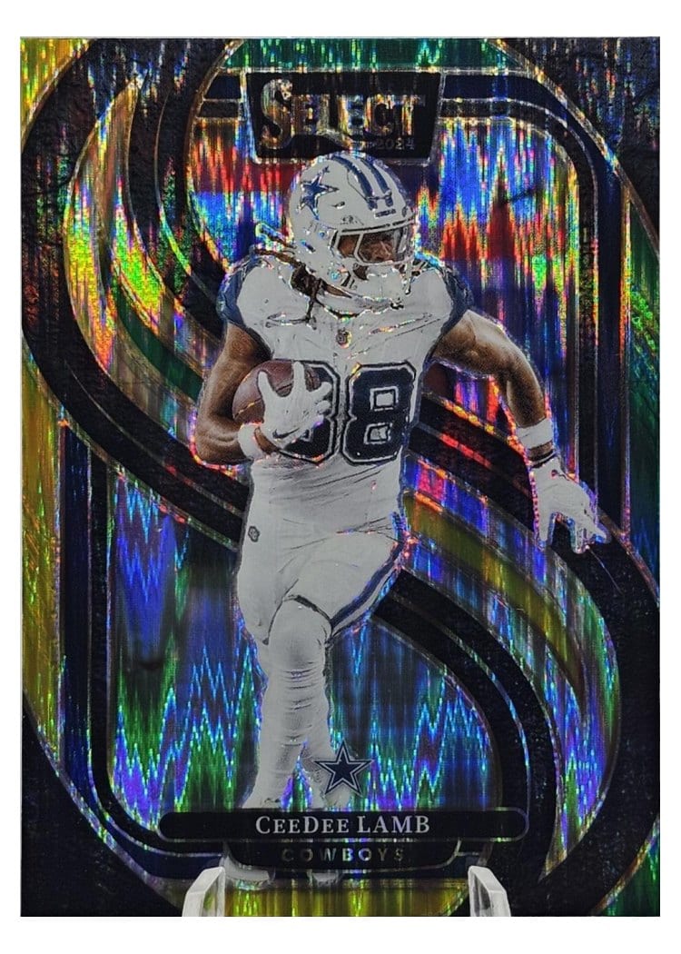 2024 Panini Select Base Set CeeDee Lamb Green Yellow Prizm Shock #135 card