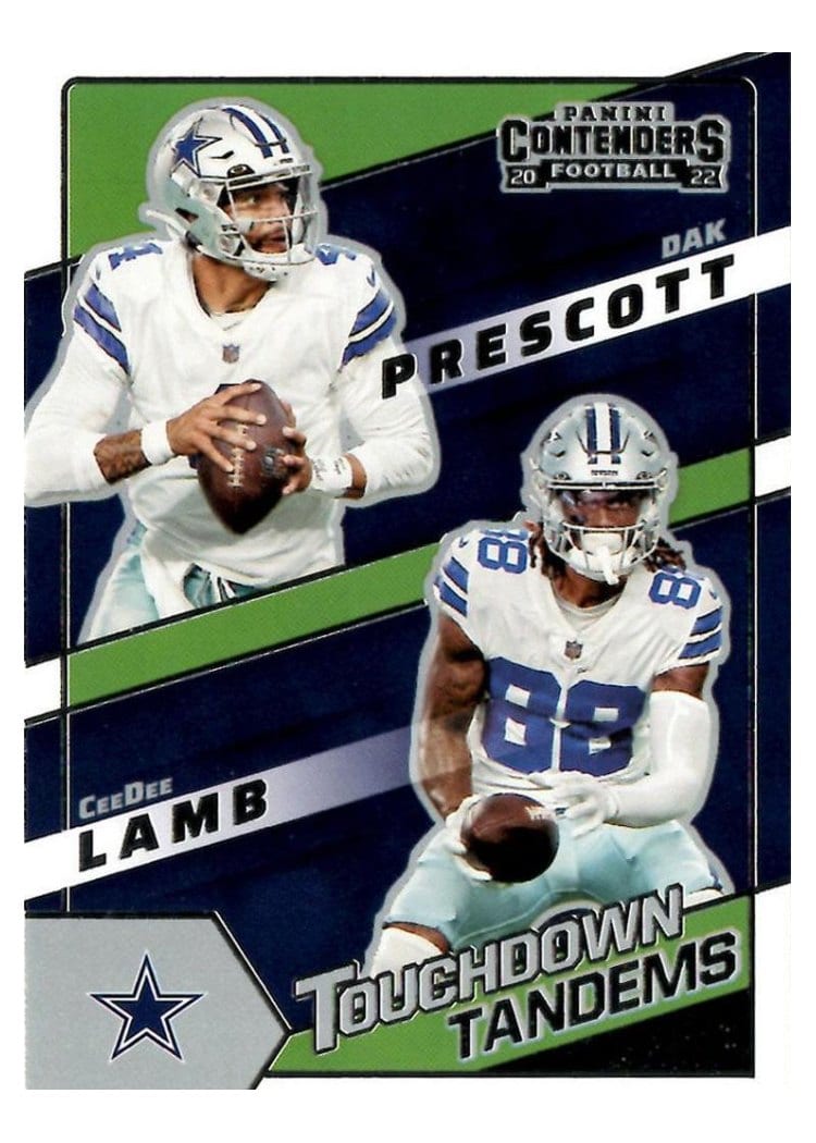 2022 Panini Contenders Touchdown Tandems CeeDee Lamb / Dak Prescott #TDT-DAL card