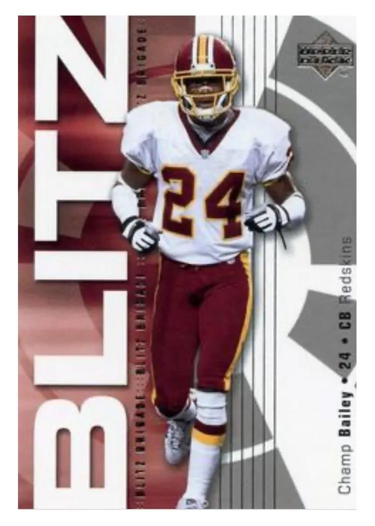 2002 Upper Deck Blitz Brigade Champ Bailey #BB-14 card