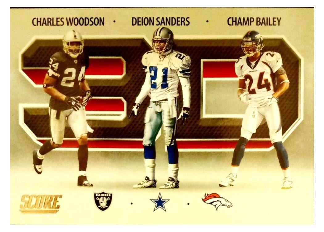 2021 Score 3D Champ Bailey / Charles Woodson / Deion Sanders #3D5 card