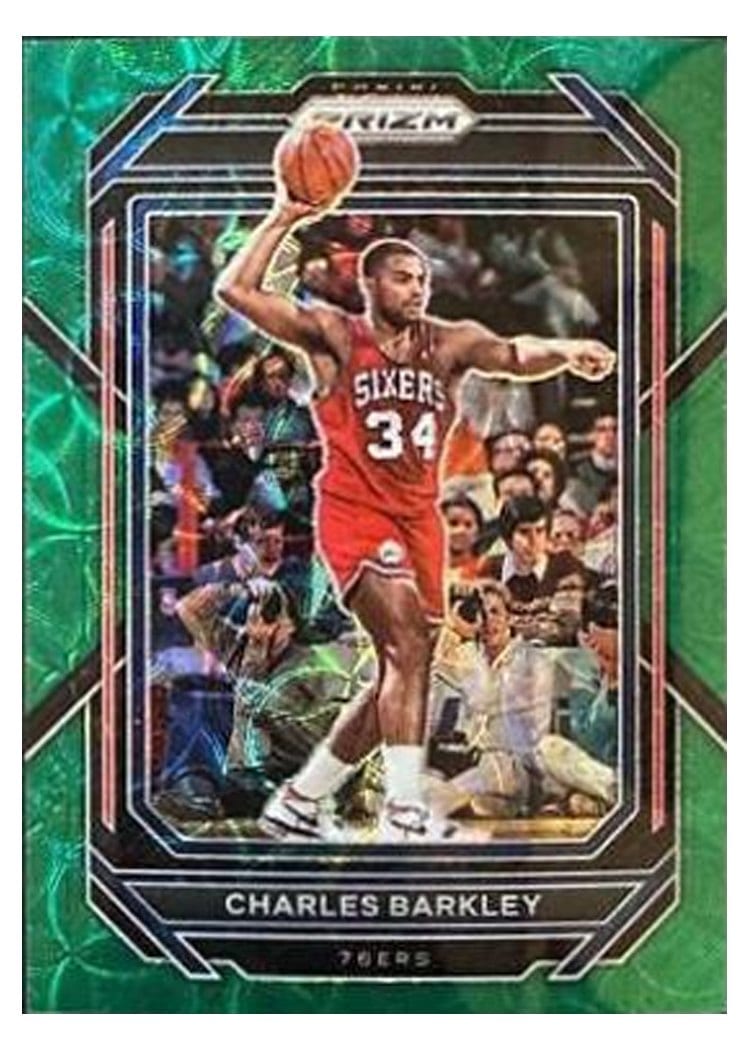 2022-23 Panini Prizm Base Set Charles Barkley Green Sparkle Prizm #300 card