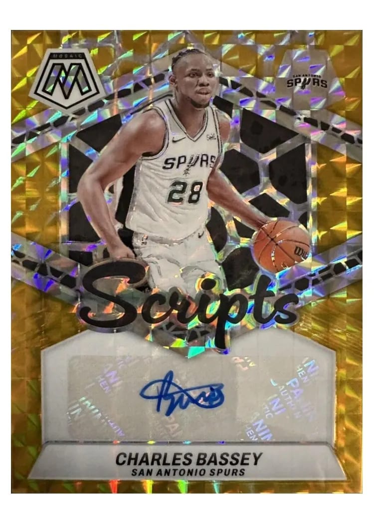 2023 Panini Mosaic Scripts Charles Bassey #MS-BAS card