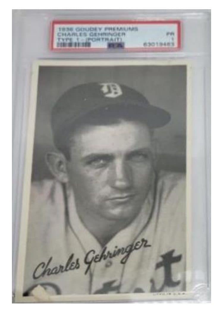 1936 Goudey Premiums Type 1 Charles Gehringer card