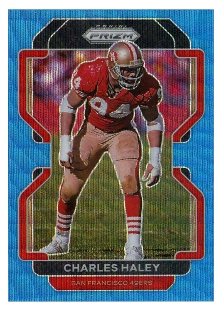 2021 Panini Prizm Base Set Charles Haley Blue Wave Prizm #62 card