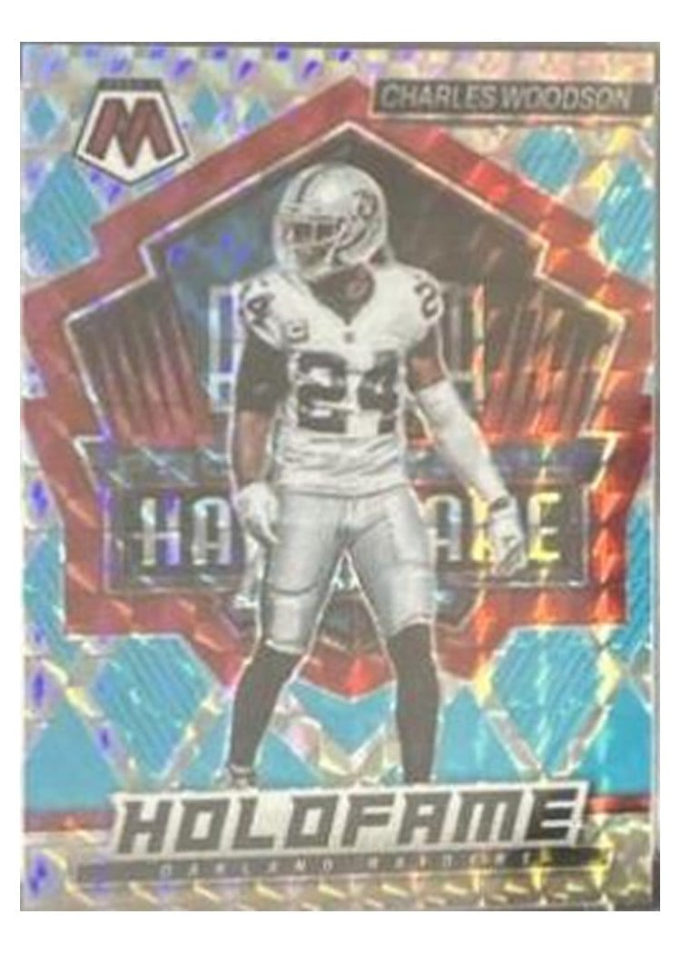 2022 Panini Mosaic Base Set Charles Woodson Blue Fluorescent #120 card