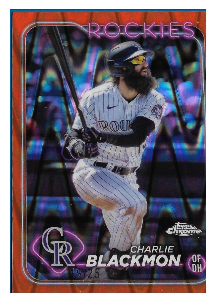 2024 Topps Chrome Base Set Charlie Blackmon RayWave Orange Refractor #157 card