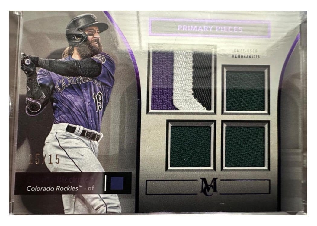 2024 Topps Museum Collection Single Player Primary Pieces Quad Relics Charlie Blackmon #SPPQ-CBL card