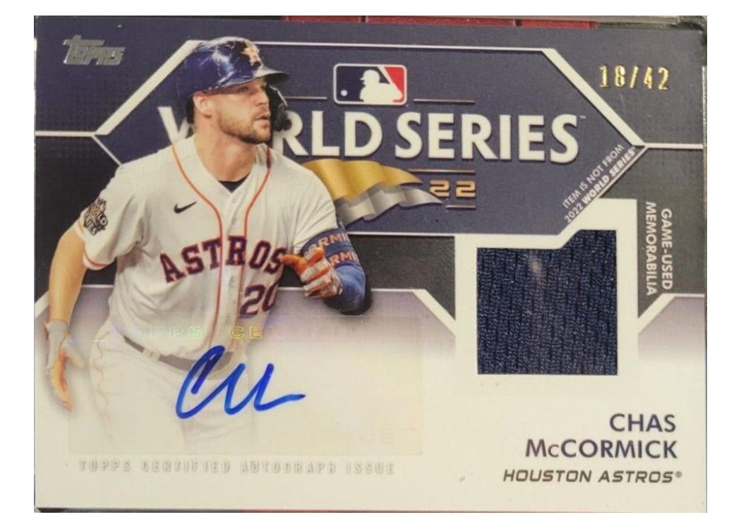 2023 Topps World Series Champion Autograph Relics Chas McCormick #WCAR-CM card