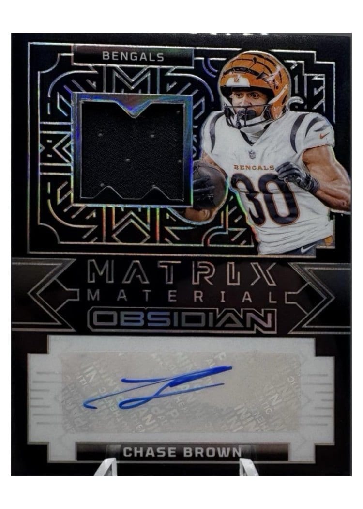 2024 Panini Obsidian Matrix Material Autographs Chase Brown #15 card