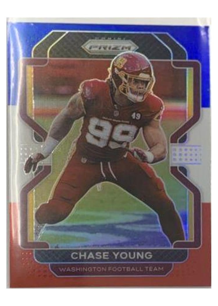 2021 Panini Prizm Base Set Chase Young Red White and Blue Prizm #213 card