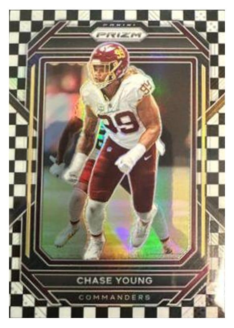 2022 Panini Prizm Base Set Chase Young Black White Checker #298 card