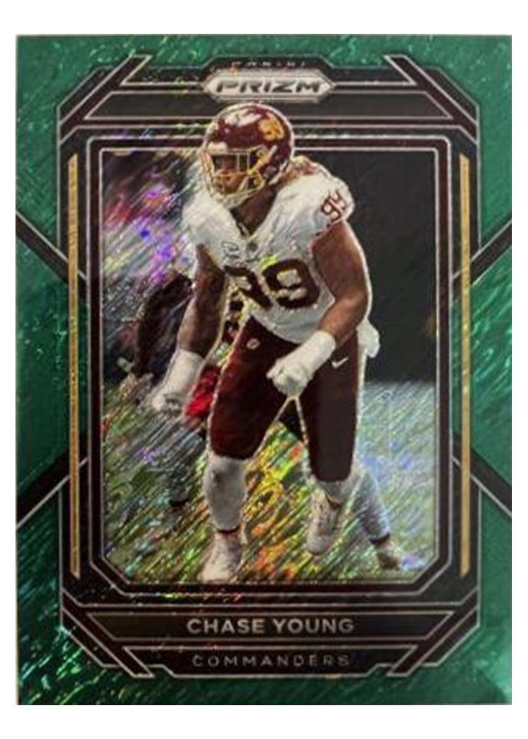 2022 Panini Prizm Base Set Chase Young Green Shimmer #298 card
