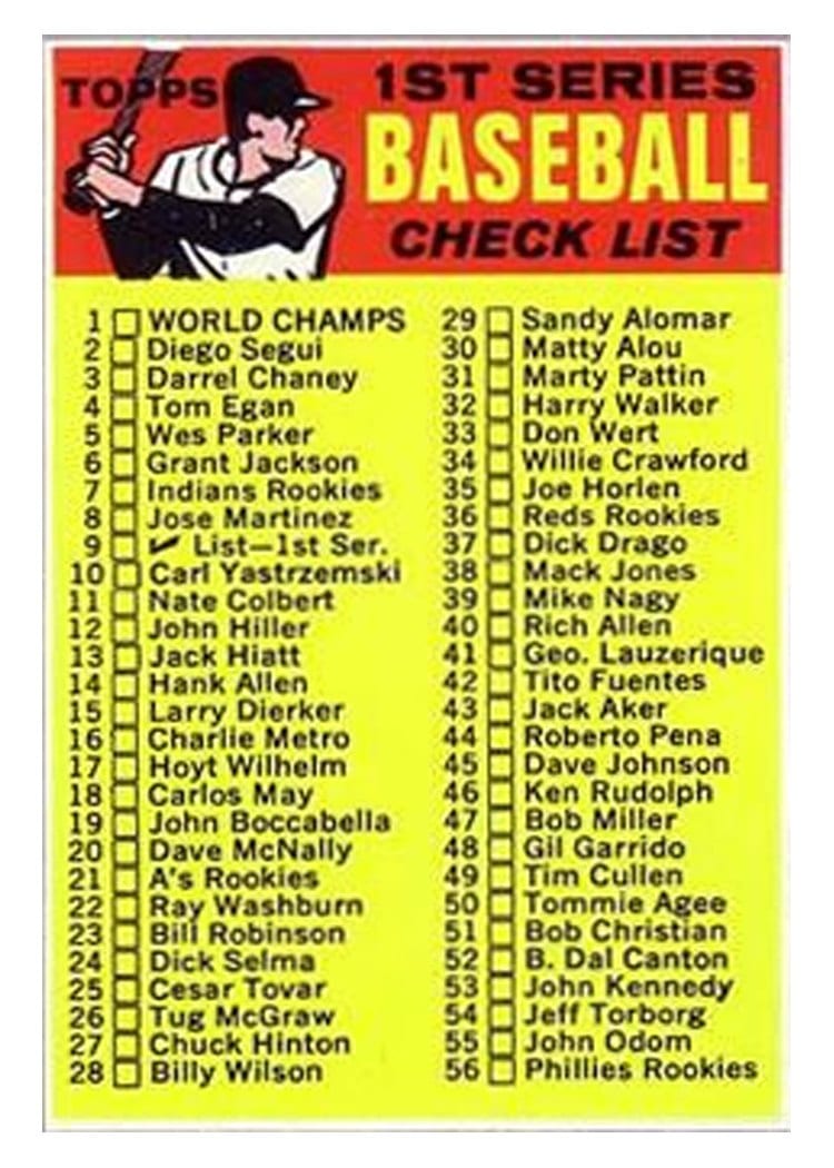 1970 Topps Checklist 1-132 #9 card