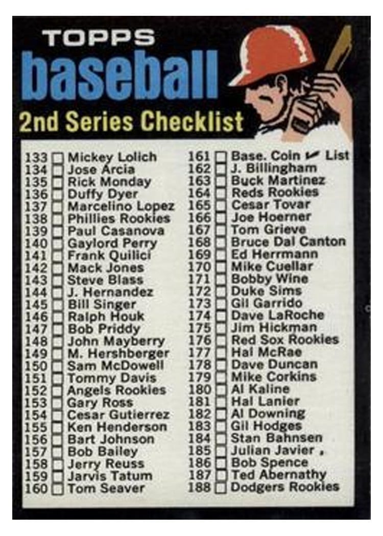 1971 Topps Checklist 133-263 #123 card