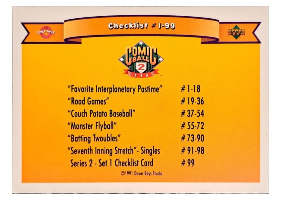 1991 Upper Deck Comic Ball 2 Checklist #99 card