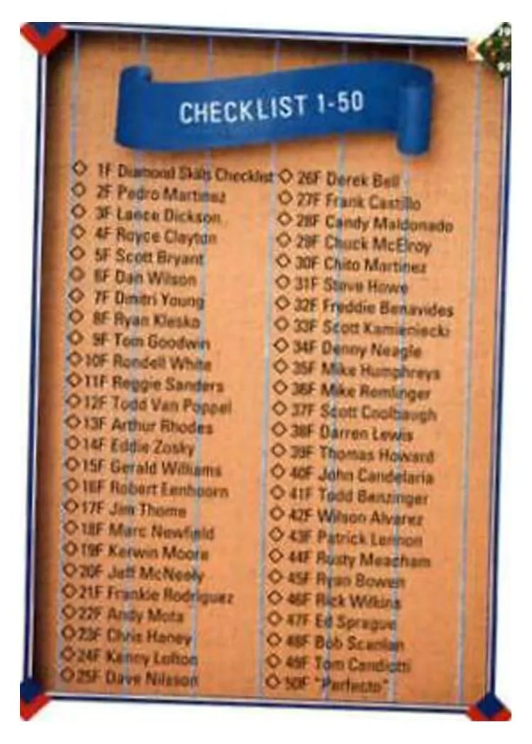 1991 Upper Deck Final Edition Checklist #100F card