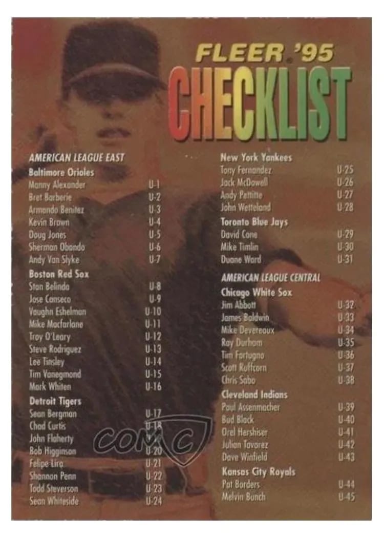 1995 Fleer Update Checklist #U-198 card