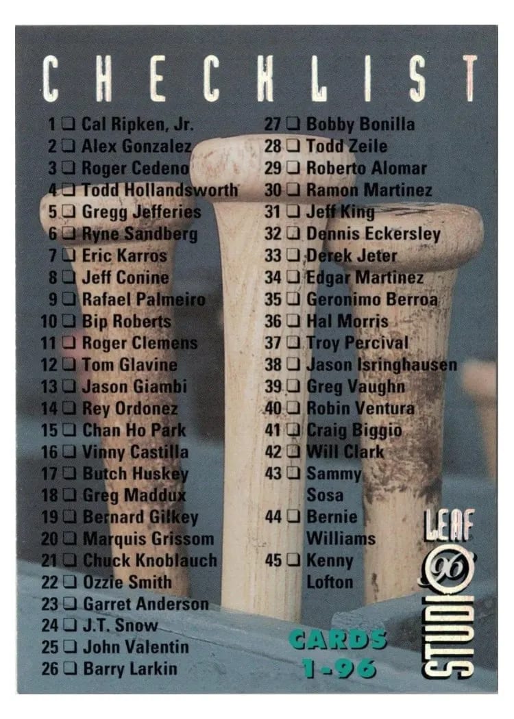 1996 Studio CHECKLIST #67 card